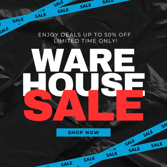 Warehouse sale banner – up to 50% off engine parts, limited time offer