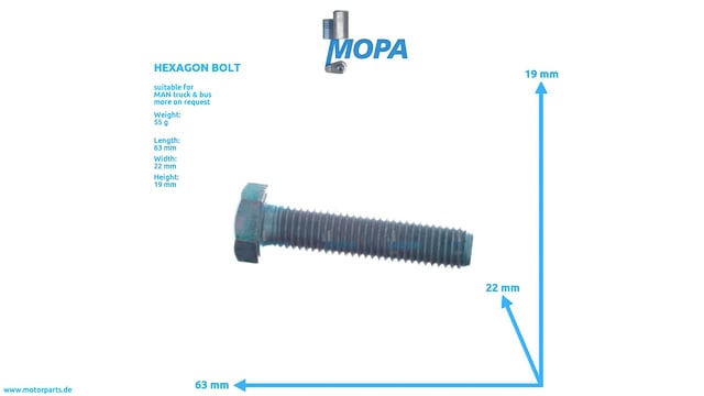 HEXAGON BOLT - 06012835322 suitable for MAN D-engines